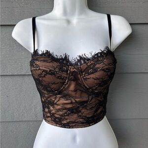 Hera Collection Black and Tan Lace Bustier